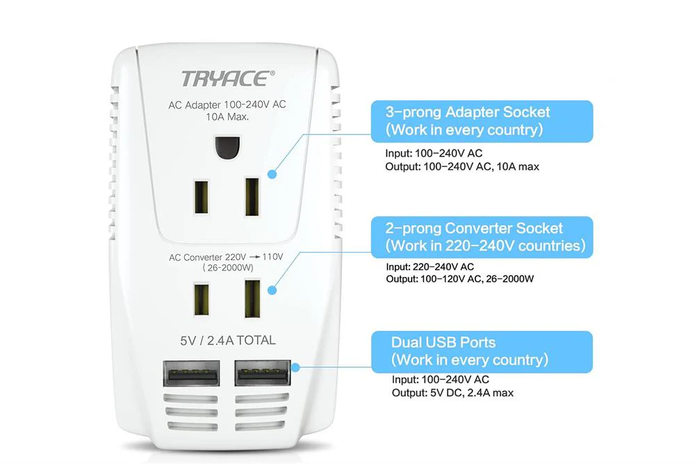 2000W Adapter & Step Down Voltage Converter for Converting from 240 to 110 VAC - TF220110W2000 - Image 2
