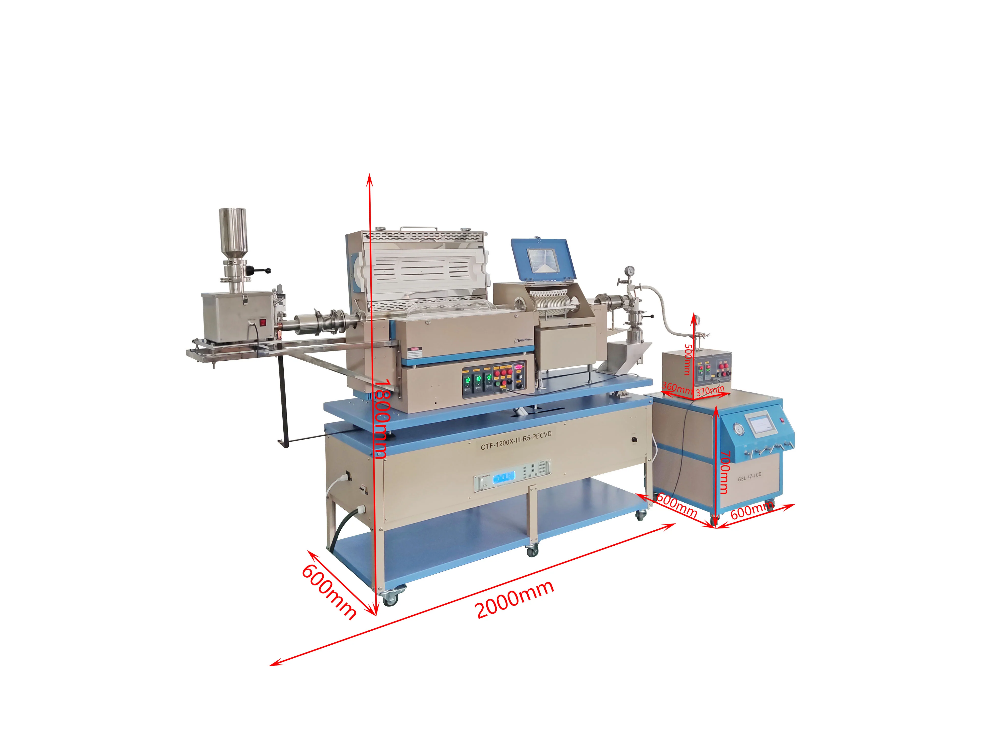 1200°C Max. 5" Rotary PE-CVD Tube Furnace w/ Feeding & Receiving - OTF-1200X-III-R5-PECVD - Image 5
