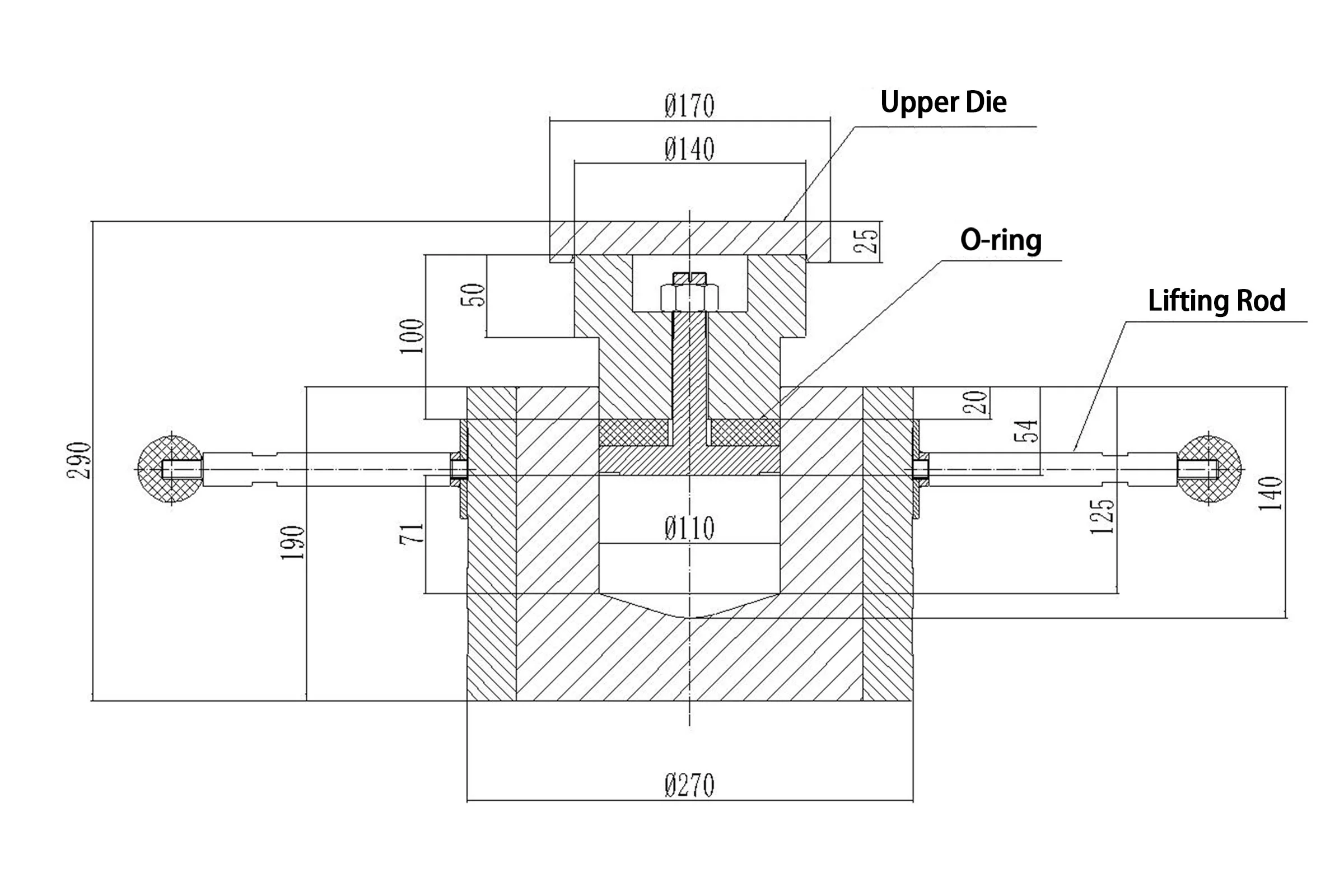 200MPa Vessel CIP Die Set (110 mm ID) for Cold Isostatic Press - CIP110D200 - Image 3