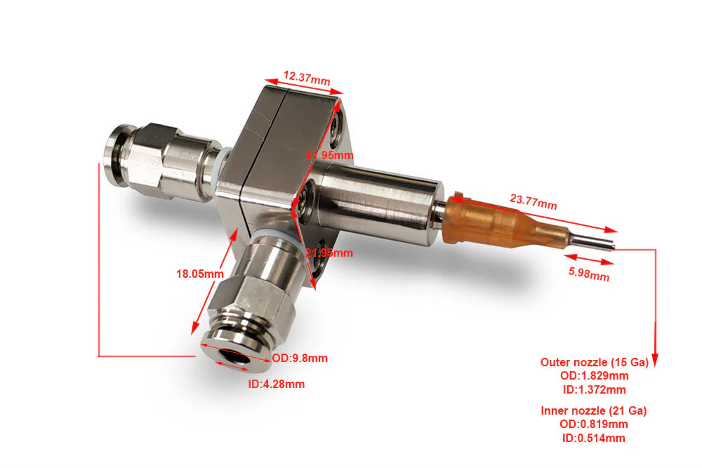 Co-Axis Dual Layer Nozzle for DIY Electrospinning - ES3DLN