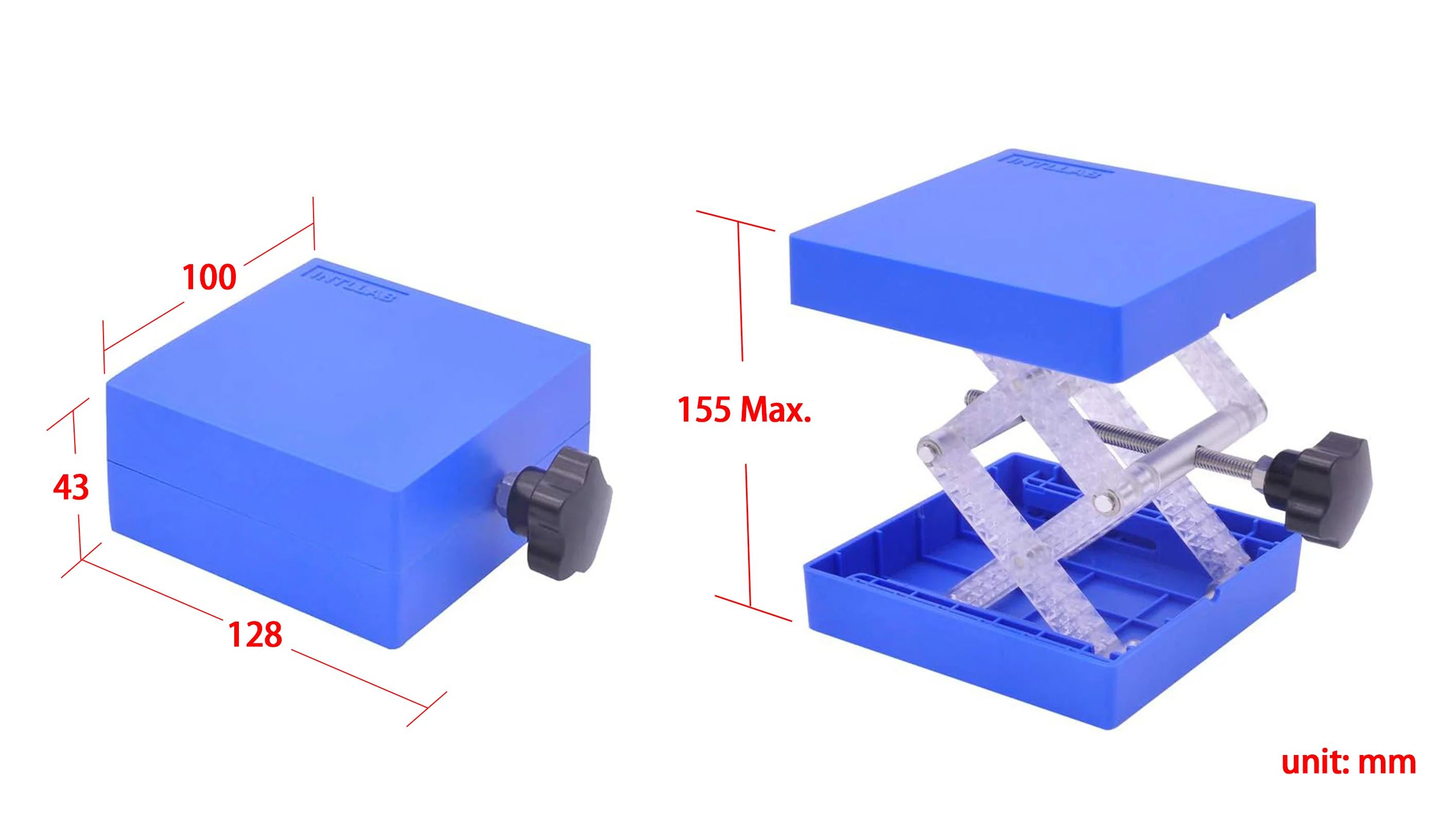 Height Adjustable Supporting Jack (43 - 155mm H) with 100 x 100mm Platform- SJ-100 - Image 4
