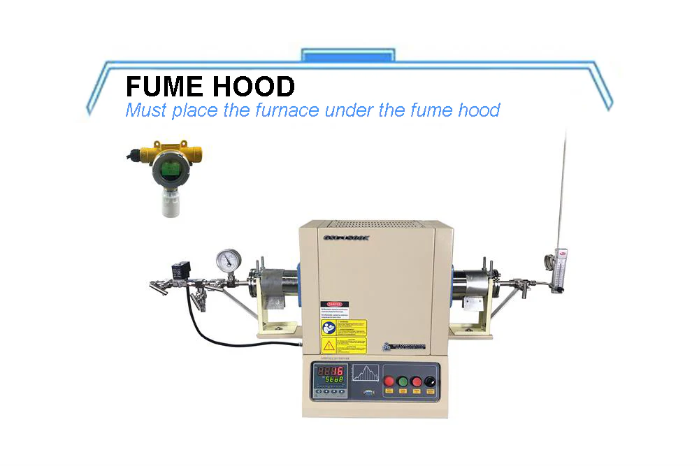 1500C Compact Hydrogen Gas Tube Furnace with 2" Alumina Tube and Hydrogen Detector - GSL-1500X-50HG - Image 2