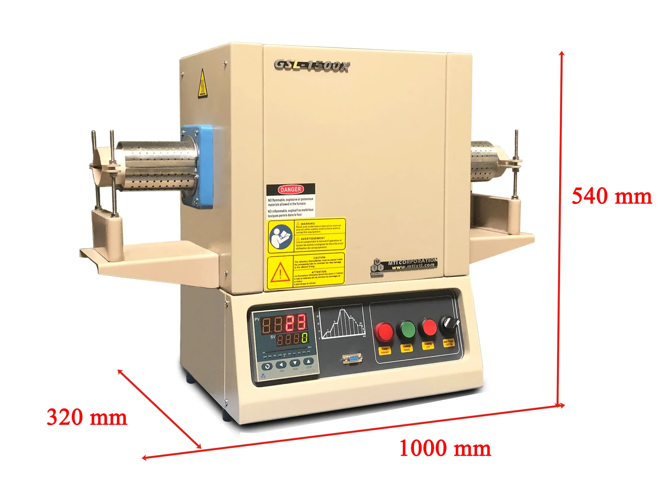 Compact 1600C Tube Furnace with 50mm Alumina Tube & Vacuum Flanges / Valves - GSL1600X50 - Image 2