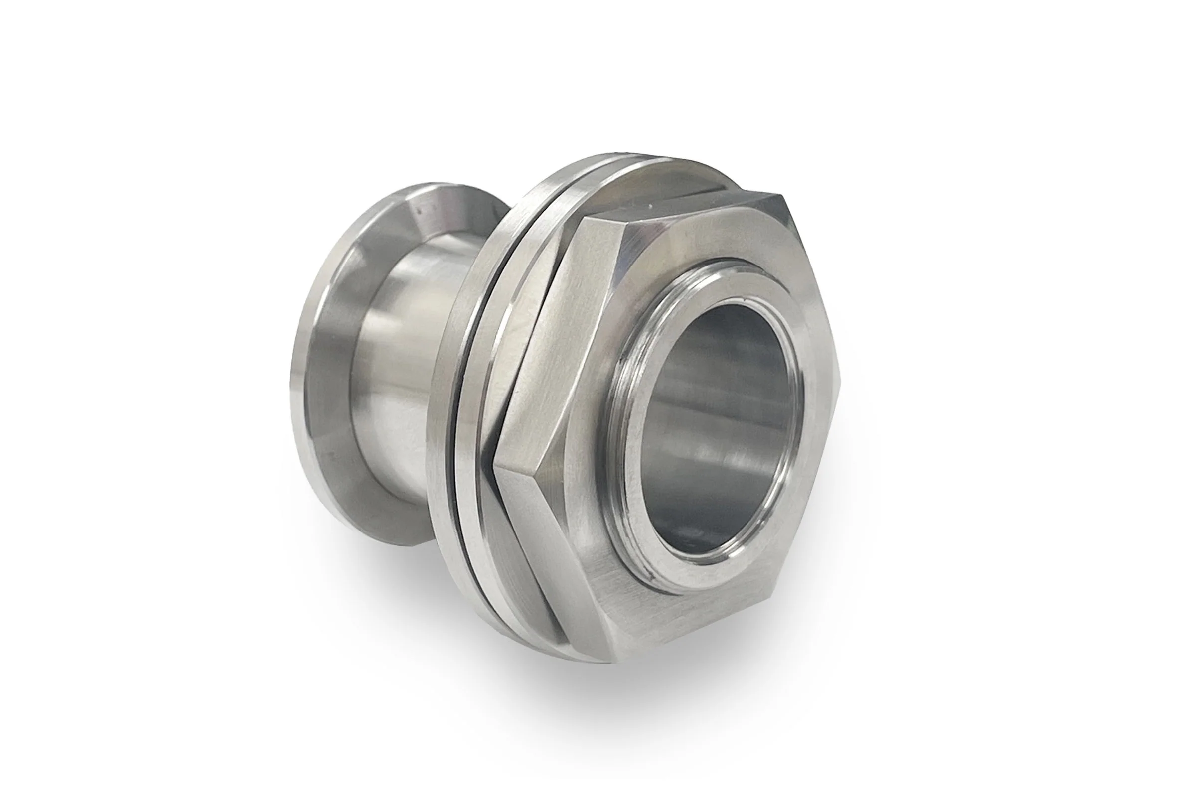 High Vacuum KF-25 Stainless Steel Feedthrough Adapter w/ 1" Hole Through - KF25FTA