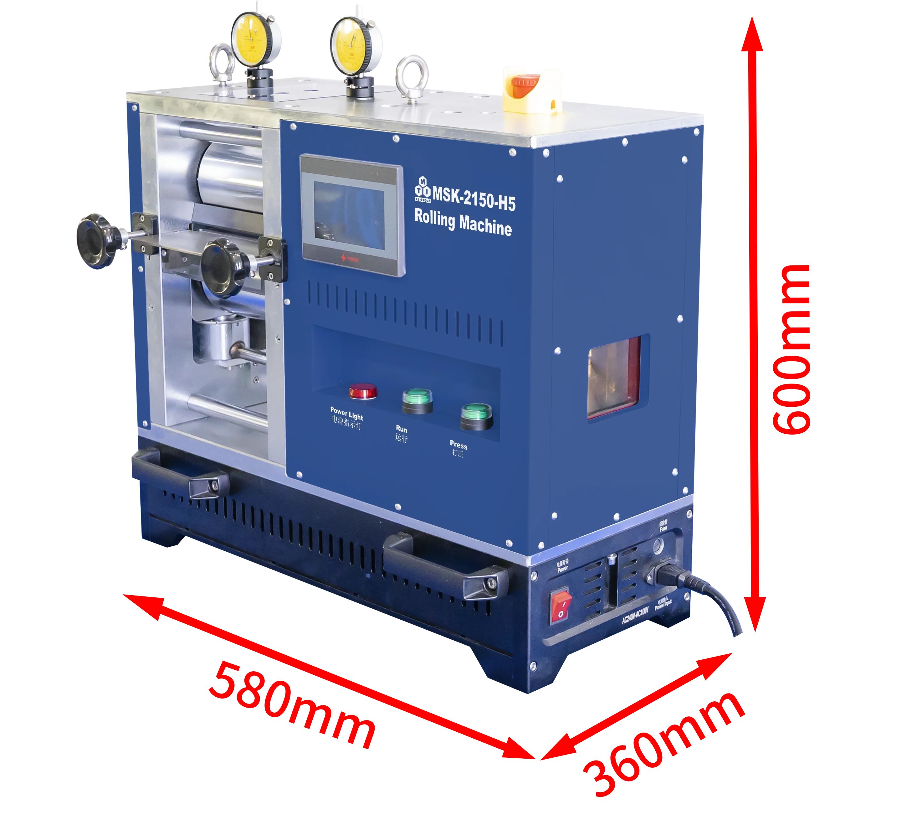 5T Max. R2R Pressure-Controlled Cold Rolling Press (6" Width), Glovebox Compatible - MSK-2150-H5-R2R - Image 6
