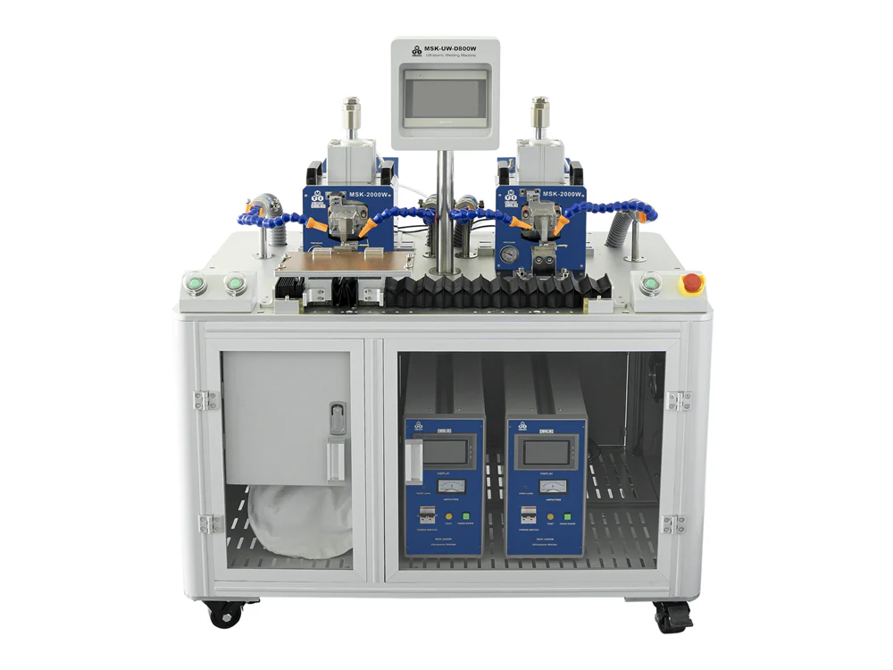 Dual-Station 2000W Ultrasonic Metal Welder (Max. 25 layers) with Fixture on Sliding Rail, 20KHz - MSK-UW-D2000W