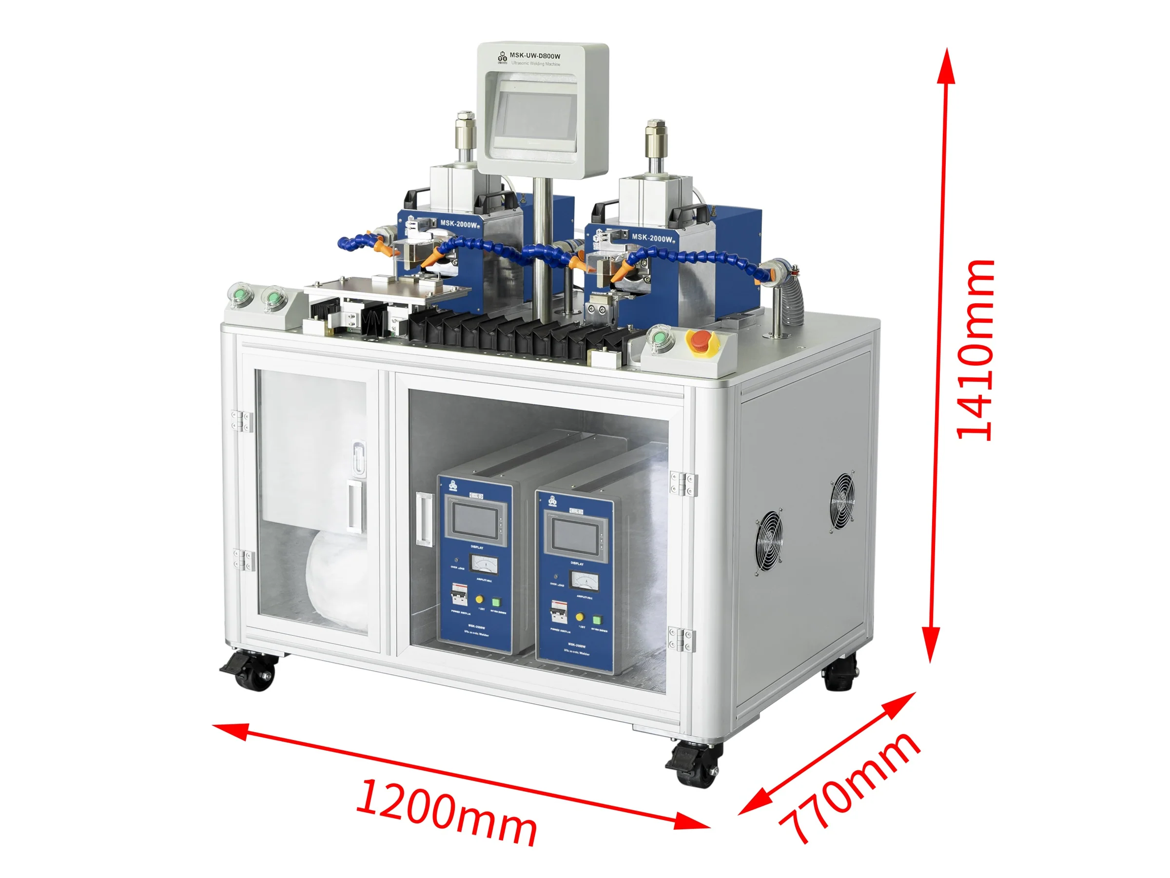 Dual-Station 2000W Ultrasonic Metal Welder (Max. 25 layers) with Fixture on Sliding Rail, 20KHz - MSK-UW-D2000W - Image 2