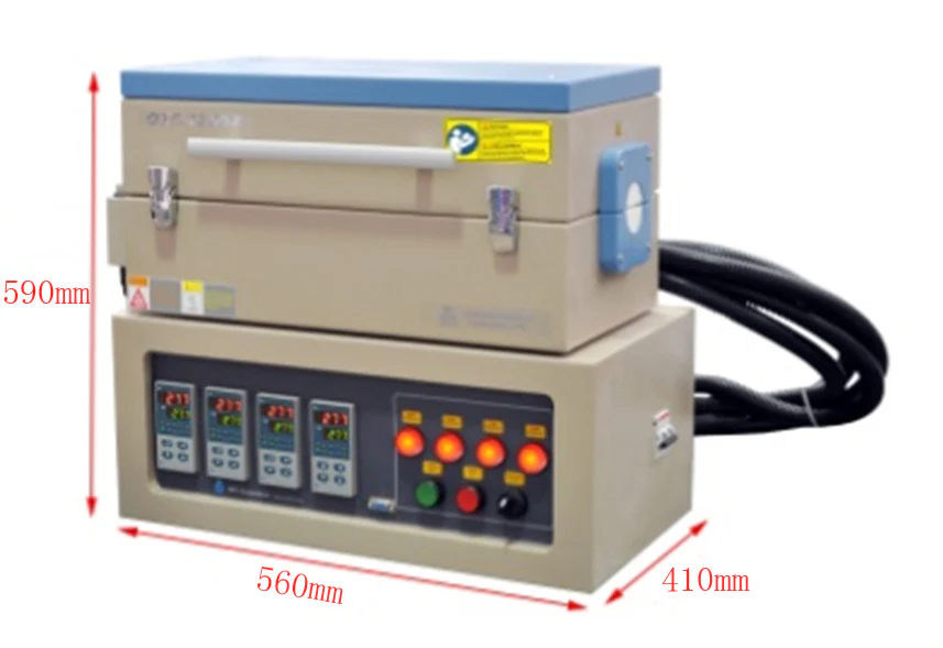 Four Zones 1200oC Tube Furnace w/ Temperature Controllers for 1 or 2" Tube - OTF-1200X-IV-S - Image 6