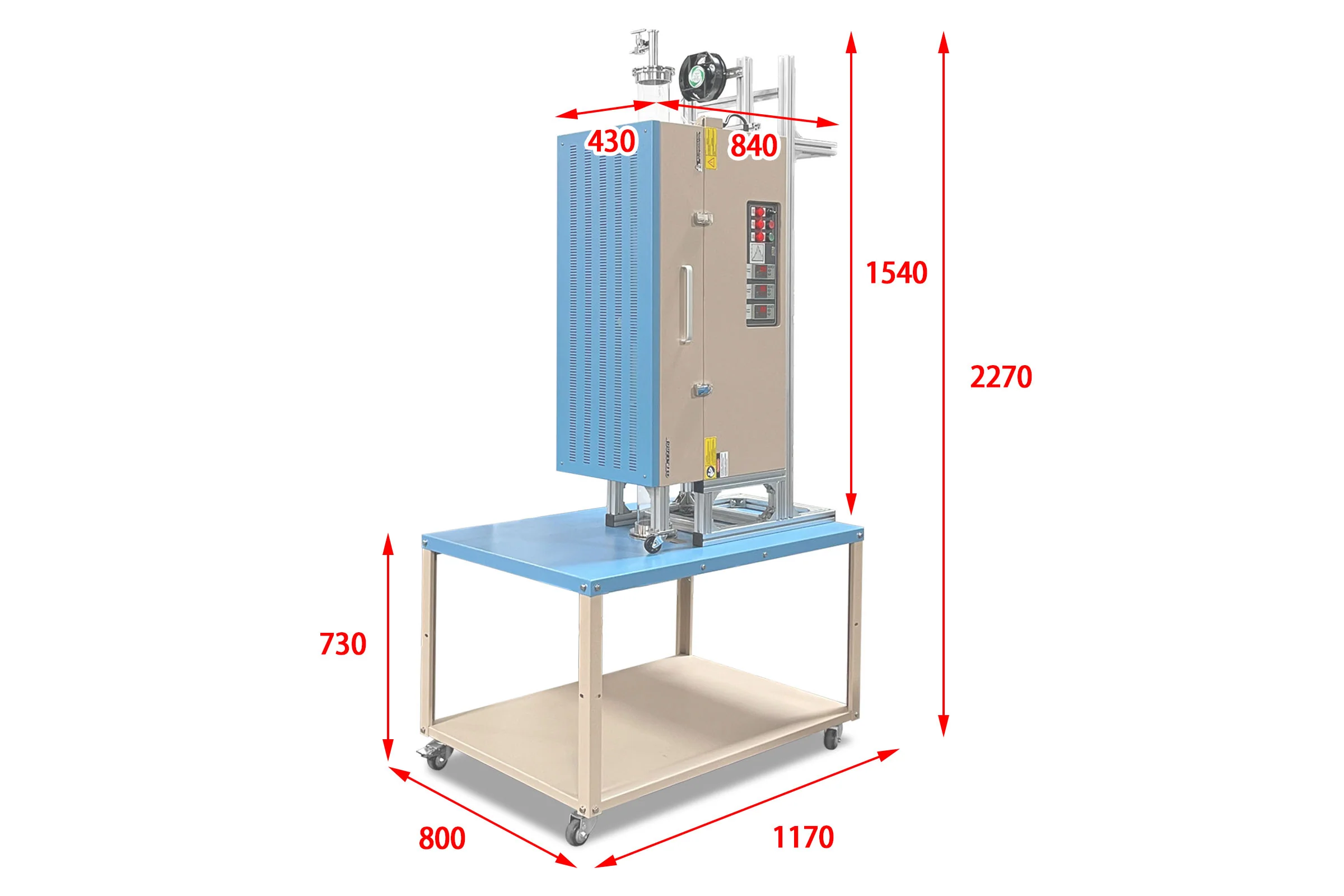 1200 oC Three Zone Split Vertical Tube Furnace with 4" Dia. Quartz Tube & SS Vacuum Flanges - OTF-1200X-VT-III-4 - Image 3