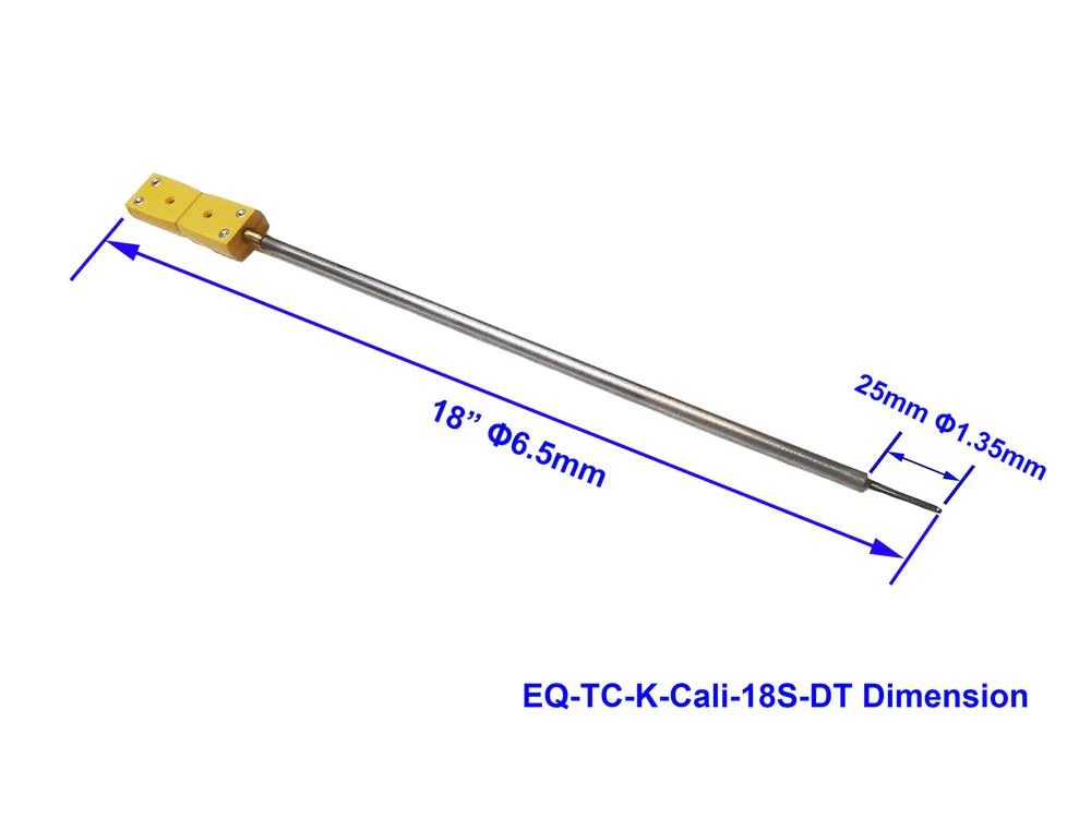 Thermocouple: K type 1/4"OD x 18" L with Alloy Sheath, Detective Probe and Male Plug for Calibration - TC-K-Cali-18S-RTP-LD - Image 4