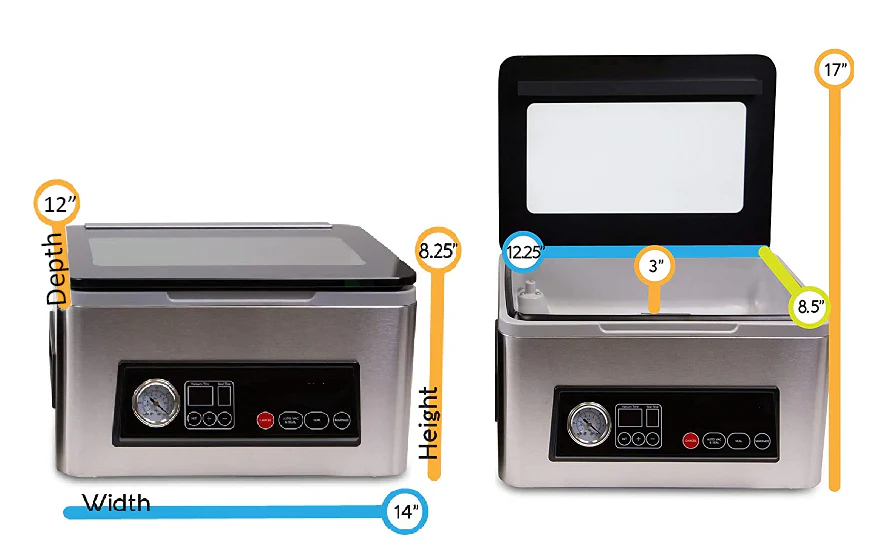 NRTL Certified Compact Chamber Vacuum Sealer (12"Wx8"L x 3"H) for Sample Packing - USV20 - Image 2